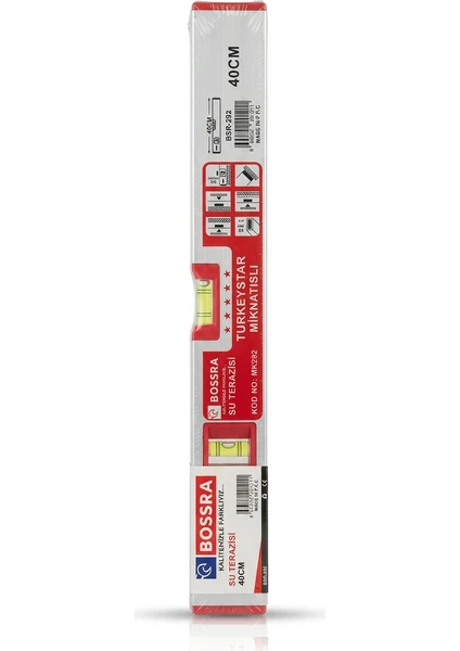 Bossra 40 cm Mıknatıslı Su Terazisi Yatay Dikey ve 45 Derece Ölçüm, görsel 1 / 2