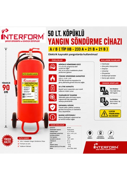 50 kg Köpüklü Yangın Söndürme Cihazı fiyatları