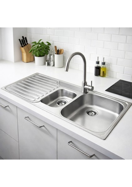 Princess 60 B Paslanmaz Çelik Mutfak Evyesi Sol Damlalıklı 1000 x 500 mm - Gümüş fırsatları
