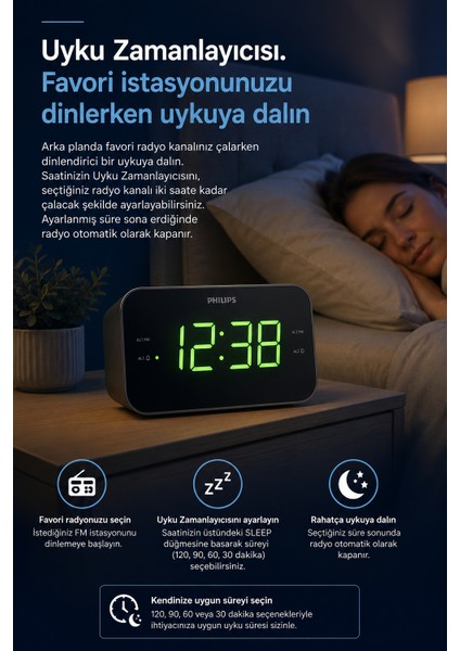 TAR3306/12 Masaüstü Saatli Radyo