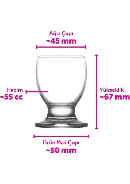 Nectar Cam Likör Bardağı 6'lı 55 ml (Şerbet Bardağı , Mini Tatlı Servis )