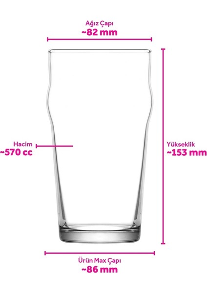 Noniq Cam Bira Bardağı 6'lı 570 ml