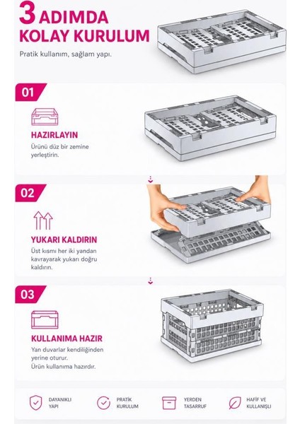 Blox Düz ve Kapaklı Katlanır Kutu 10 Lt modelleri
