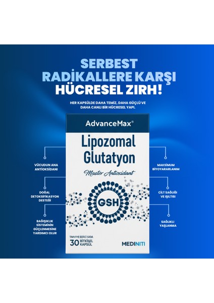 Advancemax Lipozomal Glutatyon 30 Kapsül 3 Adet modelleri