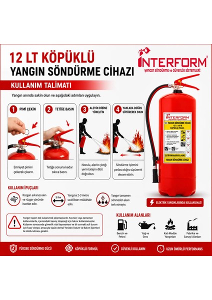 Interform 12 kg Köpüklü Yangın Söndürme Cihazı fiyatları