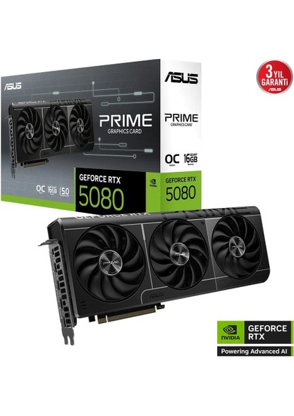 ASUS PRIME-RTX5080-O16G-NVIDIA-GEFORCE-RTX 5080-16GB GDDR7-256bit--OC-HDMI-3xDP-DLSS4 EKRAN KARTI