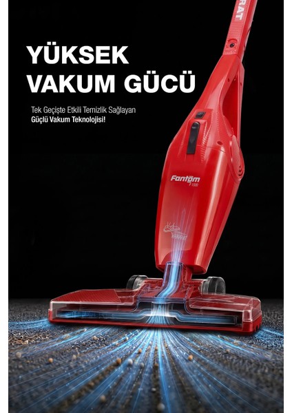 Hamarat P-1500 Toz Torbasız Elektrikli Süpürge Kırmızı