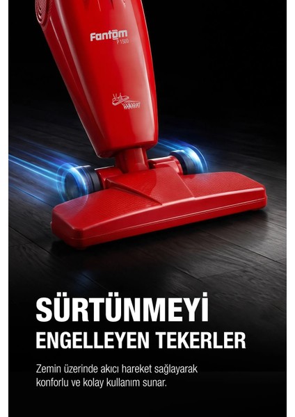 Hamarat P-1500 Toz Torbasız Elektrikli Süpürge Kırmızı