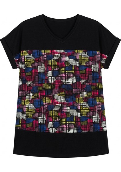 V Yaka Renk Bloklu T-Shirt indirimleri