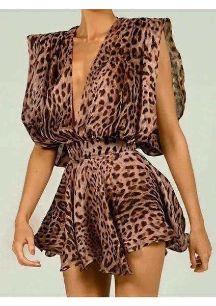 Plunge Leopar Elbise fırsatları