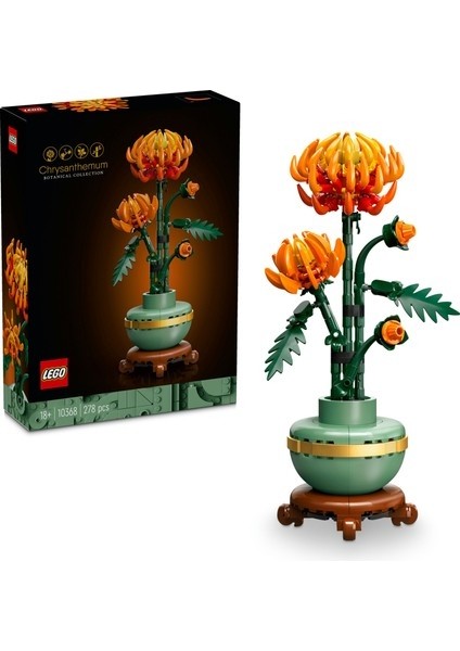 LEGO ® Botanicals Krizantem 10368 – Yetiskinler için Pastel Yesil Saksi Içeren Dekoratif Çiçek Modeli Yapim Seti (278 Parça)