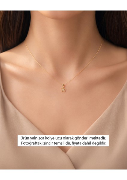Minik Çiçek Tek Taş 14 Ayar Altın Kolye Ucu modelleri