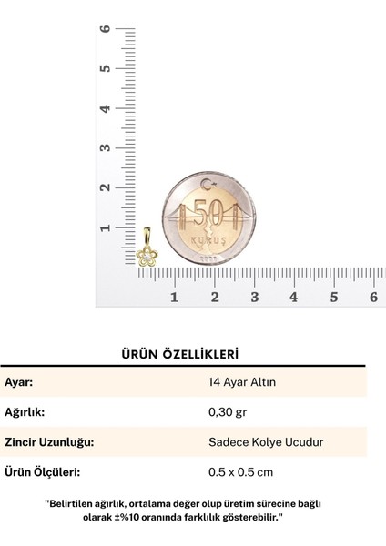 Minik Çiçek Tek Taş 14 Ayar Altın Kolye Ucu fırsatları