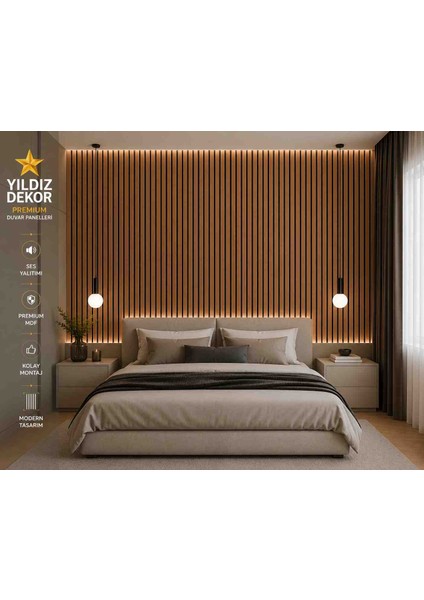 Yeni Nesil Akustik Duvar Paneli 60 x 275 Teak Rengi modelleri