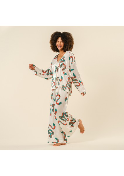 Protı Dijital Baskılı Kimono - Ekru modelleri