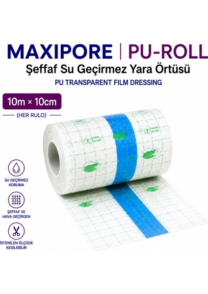 Maxıpore Pu-Roll Şeffaf Su Geçirmez Yara Örtüsü 10M×10CM (1 Rulo) fiyatları