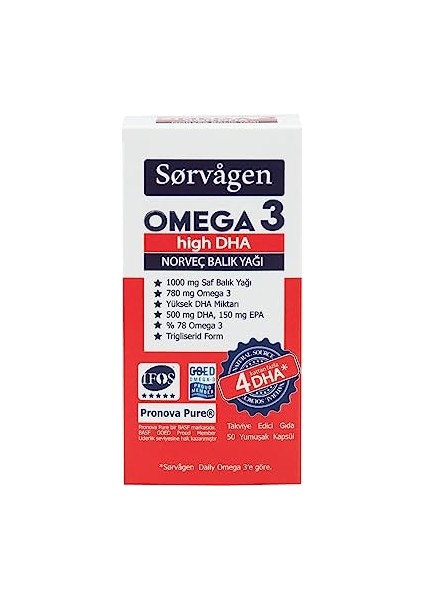 3 High Dha 1000MG Balık Yağı, 50 Kapsül fiyatları