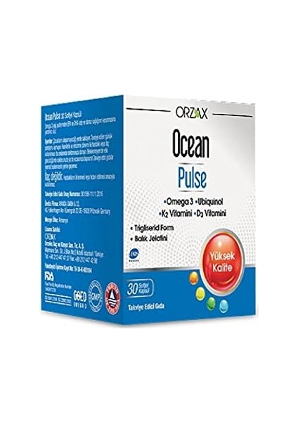 Omega 3- Vit K2 - Vit D3 -Ubiquinol 30 Kapsül fiyatları