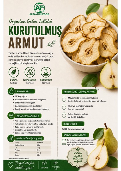 Kurutulmuş Şekersiz Armut 50 gr Dried Pear modelleri