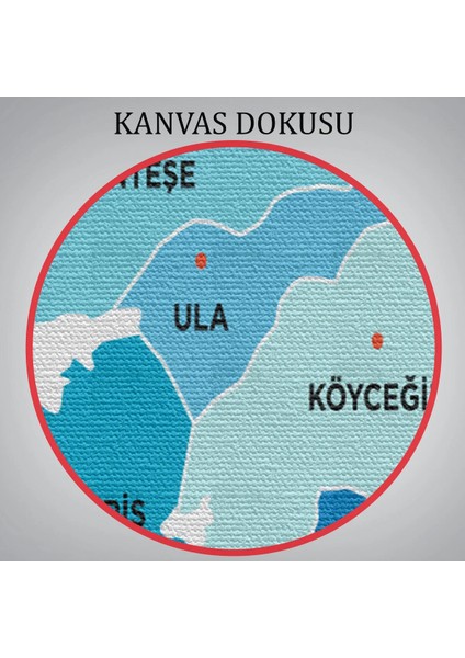 Muğla Ili ve Ilçeler Haritası Dekoratif Kanvas Tablo 1423