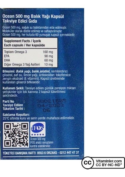 Omega 3 Balık Yağı 500 Mg 60 Kapsül fiyatları