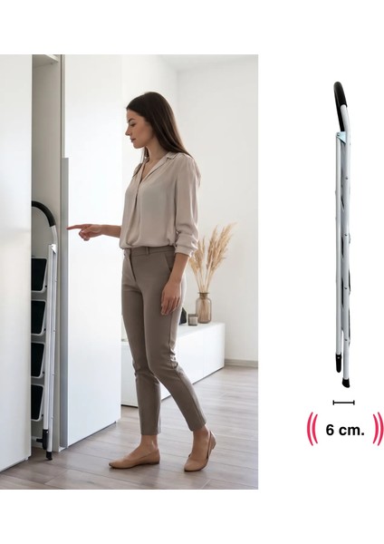 Çelik 4 Basamaklı Geniş Basamak Ev - Ofis Tipi Merdiven - Tutacaklı modelleri