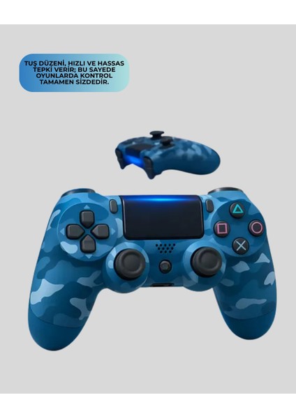 Ps4 Uyumlu Kablosuz Oyun Kolu Ergonomik Çift Titreşimli modelleri