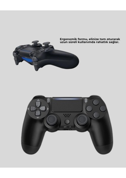 Ps4 Uyumlu Kablosuz Oyun Kolu Ergonomik Çift Titreşimli fırsatları