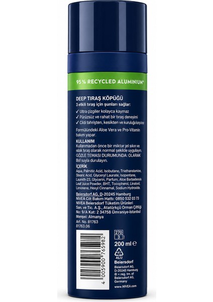 NIVEA Nivea Men Derinlemesine Tıraş Köpüğü 200 ml fiyatları