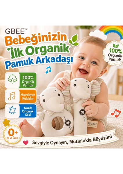 Bbsky Gbee %100 Pamuk Duyusal Gelişim Bebek Çıngırak Oyuncak - Yenidoğan Uyku Arkadaşı Hediyesi - 0 Ay ve Üzeri Için Uygun