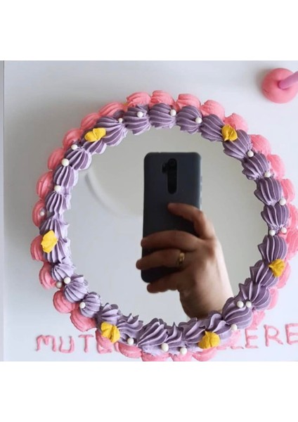 13 cm yapışkanlı 1 mm Daire Aynalı Selfie Cake Pleksi modelleri