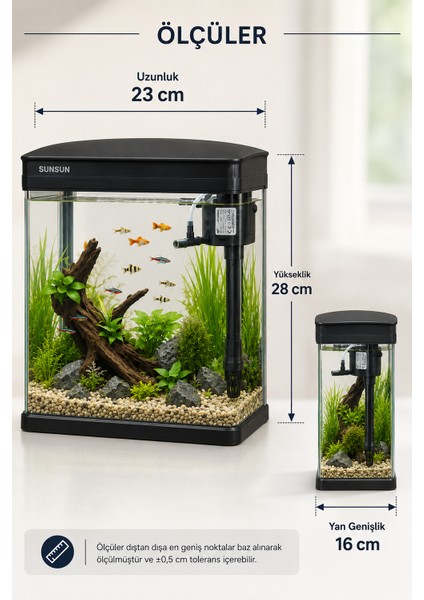 JR-230 Cam Akvaryum 7 Litre Siyah modelleri