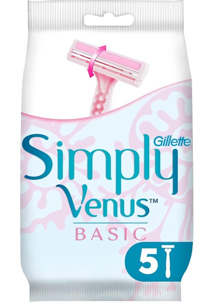 Pmstore Gillette Venus Simply Venus 2 Basic Kullan At Kadın Tıraş Bıçağı 5 Adet fiyatları