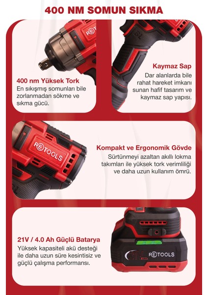 RKL-9183 21V Profesyonel 5'li Set Darbesiz Hava Üflemeli Güçlü 33,6 W Akü ile modelleri