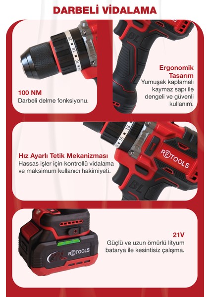 RKL-9183 21V Profesyonel 5'li Set Darbesiz Hava Üflemeli Güçlü 33,6 W Akü ile fırsatları