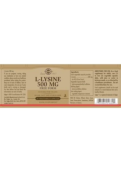 L-Lysine 500MG 50 Tablet modelleri