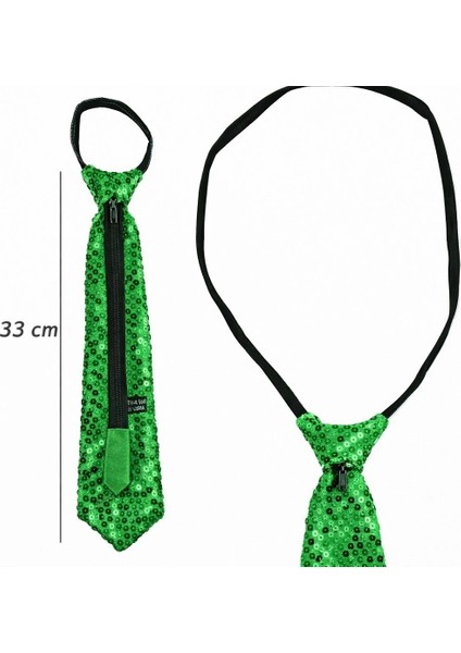 Yeşil Renk Pul Payetli Işıltılı Parti Kravatı 33 cm fiyatları