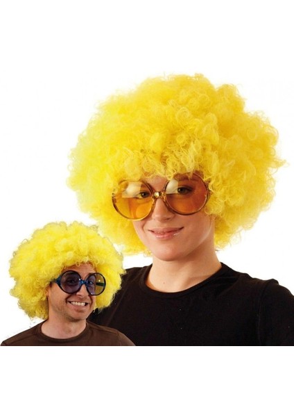 Sarı Renk Kıvırcık Afro Bonus Peruk modelleri