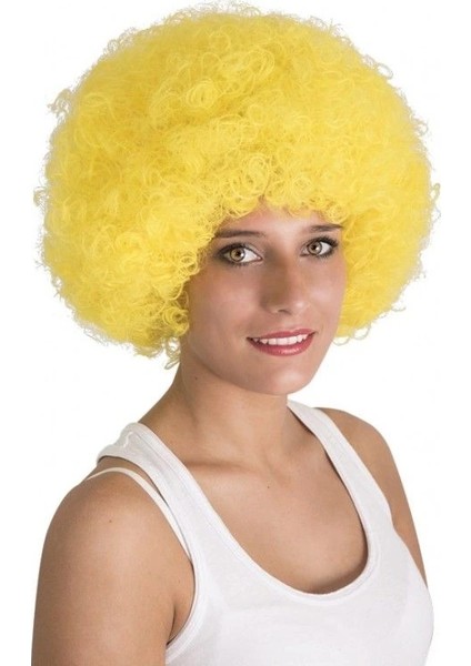 Sarı Renk Kıvırcık Afro Bonus Peruk fırsatları