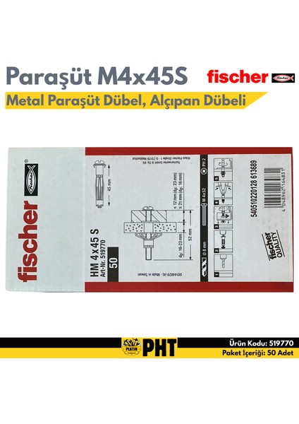 Hm 4X45 S Metal Boşluk Dübeli 50 Adet 519770 modelleri