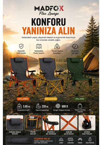 Flexlounge 3x Katlanabilir Kamp Sandalyesi fırsatları