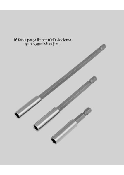 Ergonomik 16 Parça Bits Tornavida Uç ve Adaptör Seti fırsatları