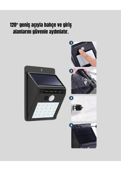 Solar Enerjili 20 LED Hareket Sensörlü Duvar Lambası modelleri