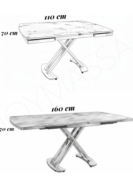 Venoxa x Masa 70X110 / 70X160 (Gri/siyah) modelleri