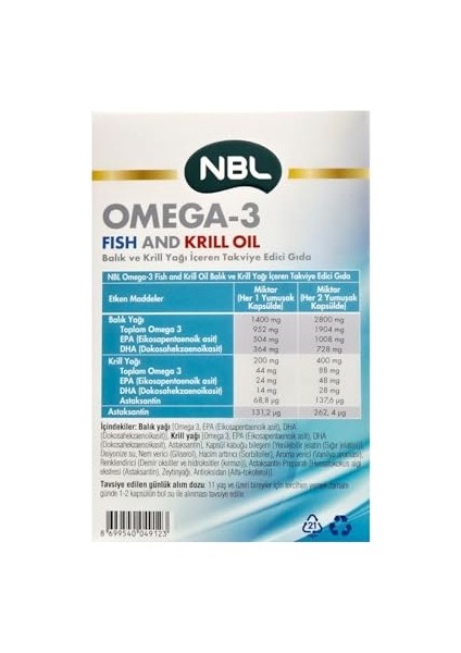 Nbl Omega3 Fish/krill Oil Teg 50 Kapsül Gıda Takviyesi fırsatları