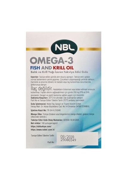 Nbl Omega3 Fish/krill Oil Teg 50 Kapsül Gıda Takviyesi indirimleri