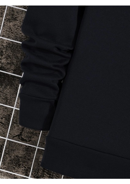 Bear Print Lined Sweatshirt Lacivert indirimleri