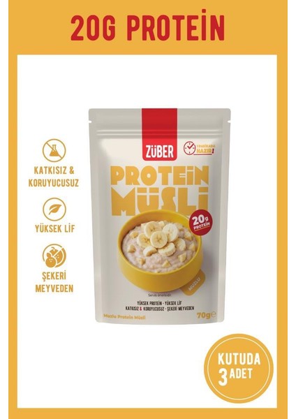 Züber Muzlu Yulaflı Protein Müsli 70G (20G Protein) x 3 Adet