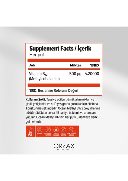 Methyl B12 Dilaltı Sprey 500MCG 5 ml fiyatları