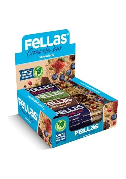Fellas Granola Bar Karma Kutu, 3 Çeşit, 12 Adet fiyatları